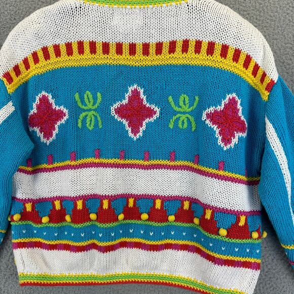 VTG 90s Caridgan Womens Small Artsy Twee Retro Funky Colorful Crop Knit Rainbow - Picture 9 of 12